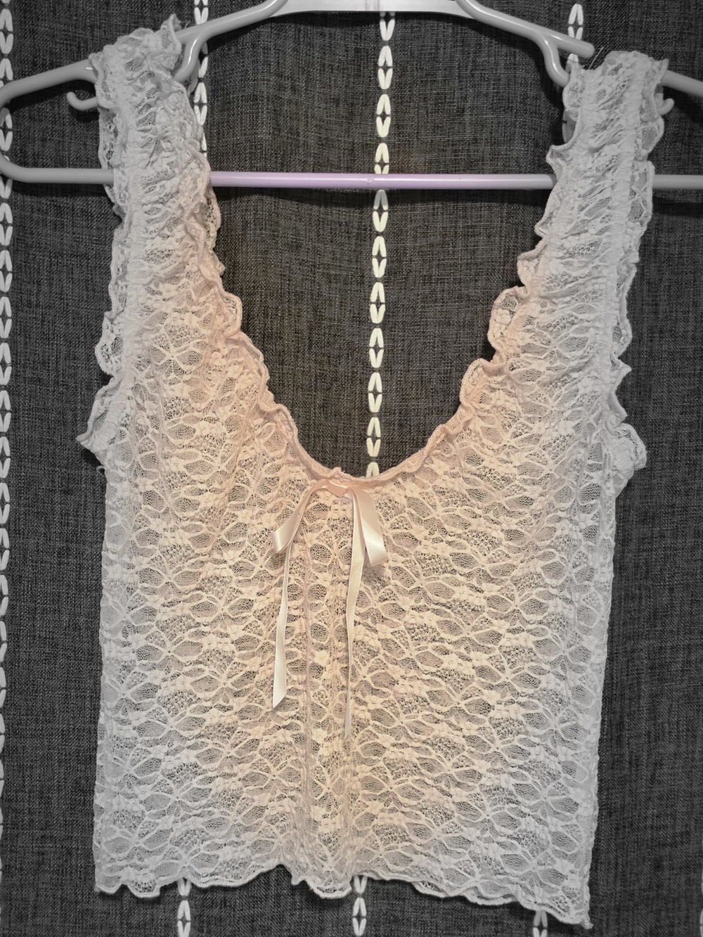Garage Pink Lace Satin-Trim Bandeau Tank